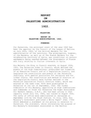 Report on Palestine Administration 1922