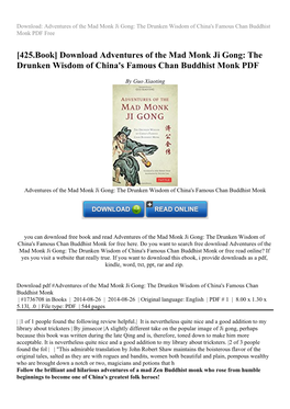 Download Adventures of the Mad Monk Ji Gong: the Drunken Wisdom of China's Famous Chan Buddhist Monk PDF