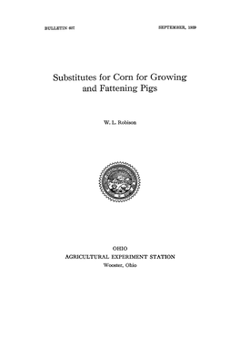Substitutes for Corn for Growing and Fattening Pigs