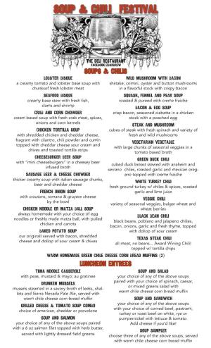 Soups & Chilis Luncheon Entrees