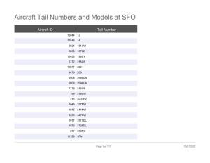 Aircraft Tail Numbers and Models at SFO