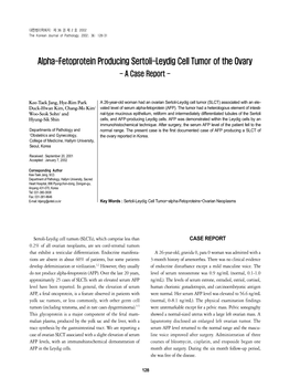 Alpha-Fetoprotein Producing Sertoli-Leydig Cell Tumor of the Ovary - a Case Report