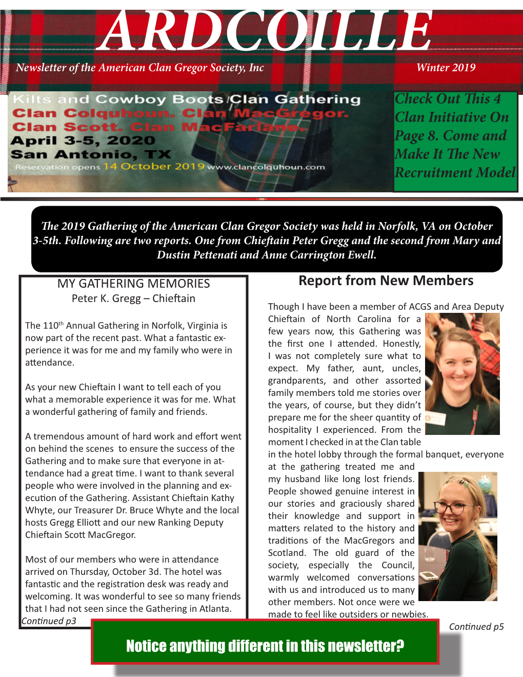 Report from New Members Notice Anything Different in This Newsletter?