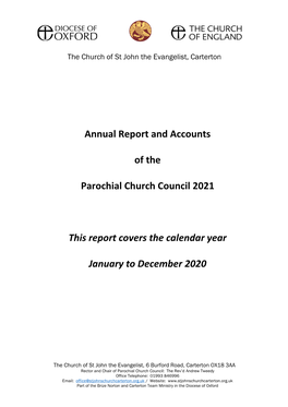 Annual Report and Accounts of the Parochial Church Council 2021