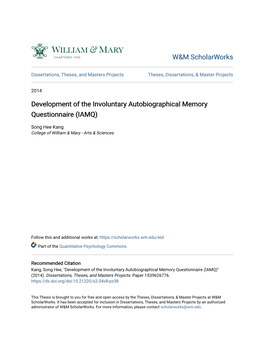 Development of the Involuntary Autobiographical Memory Questionnaire (IAMQ)