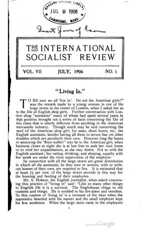 The International Socialist Review Were $173.77, Supplemented by Cash Donations to the Amount of $227.00
