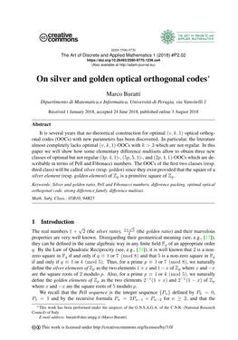 On Silver and Golden Optical Orthogonal Codes∗