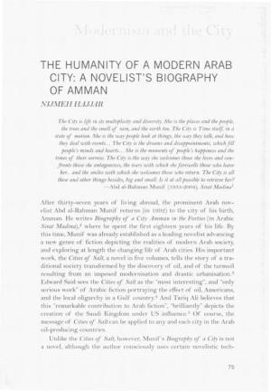 A Novelist's Biography of Amman N Ij.'\Ieh Jjajjar