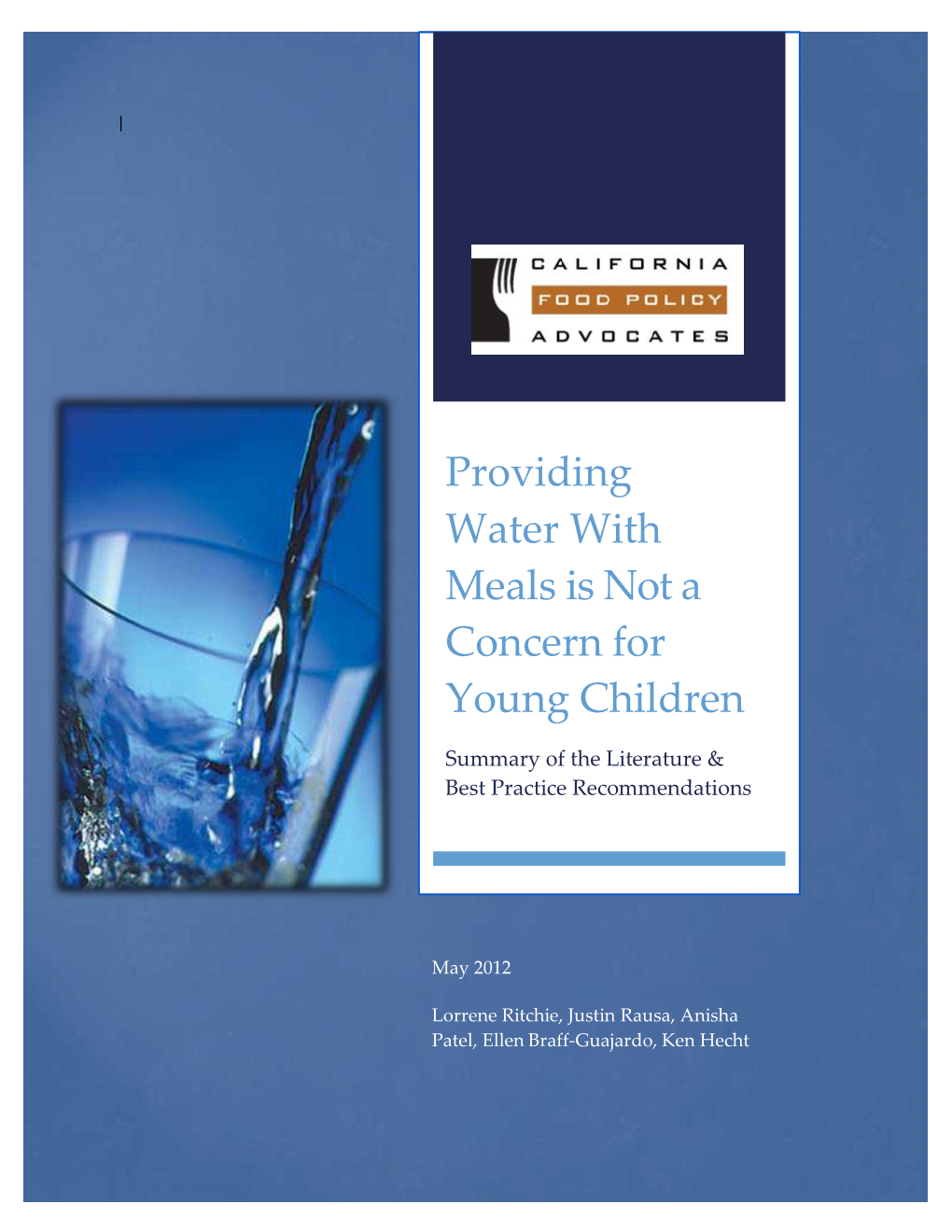 Is Providing Water with Meals Cause for Concern for Young Children?