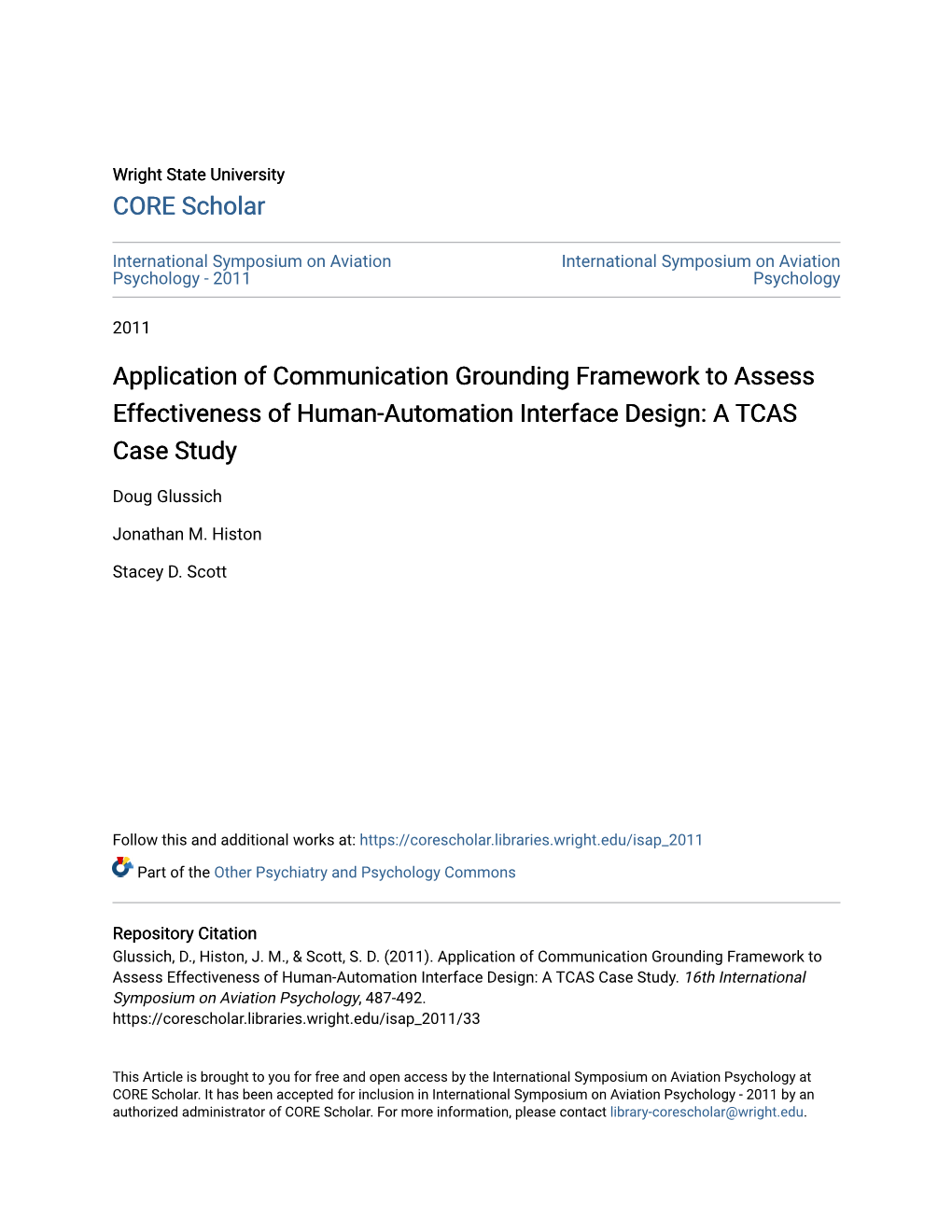 Application of Communication Grounding Framework to Assess Effectiveness of Human-Automation Interface Design: a TCAS Case Study