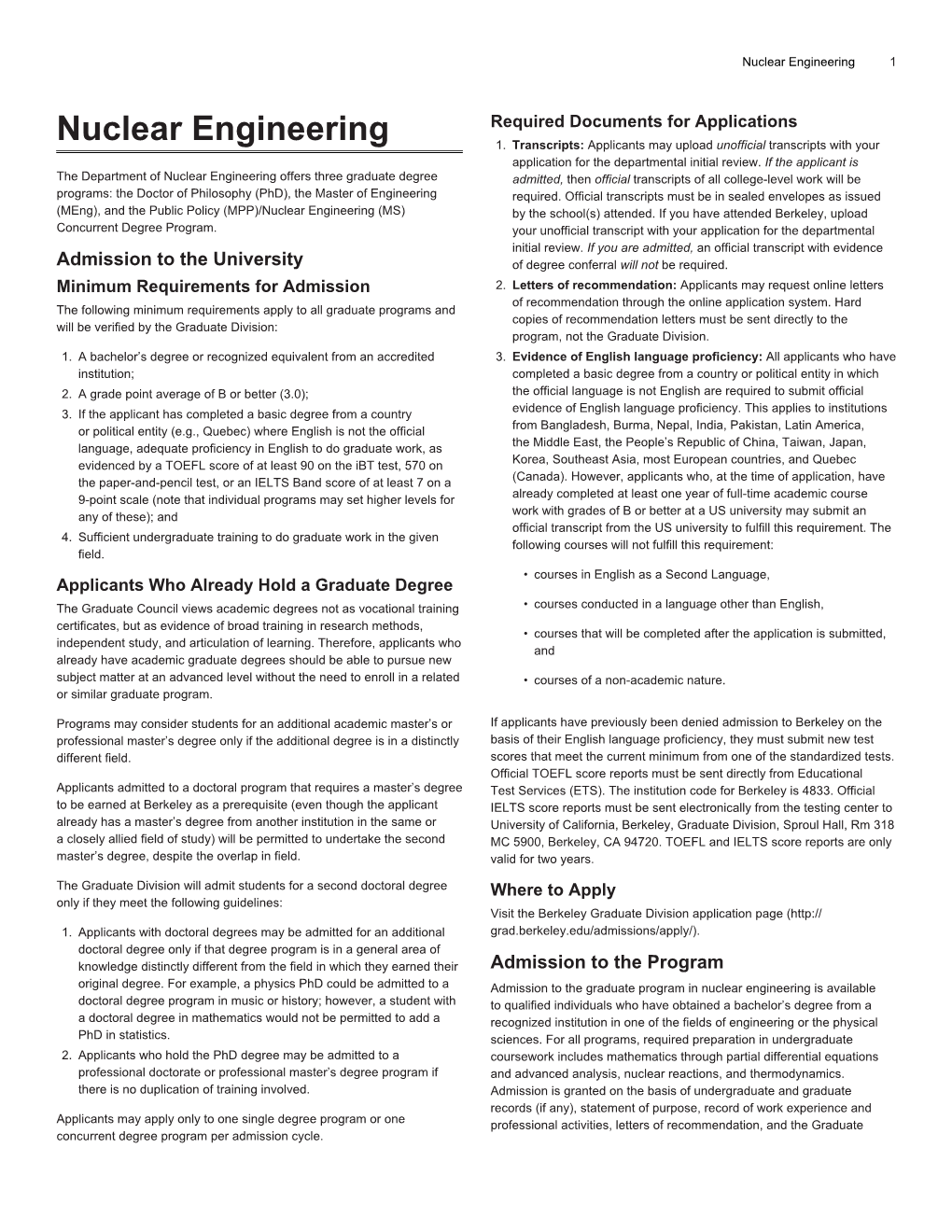 Nuclear Engineering 1