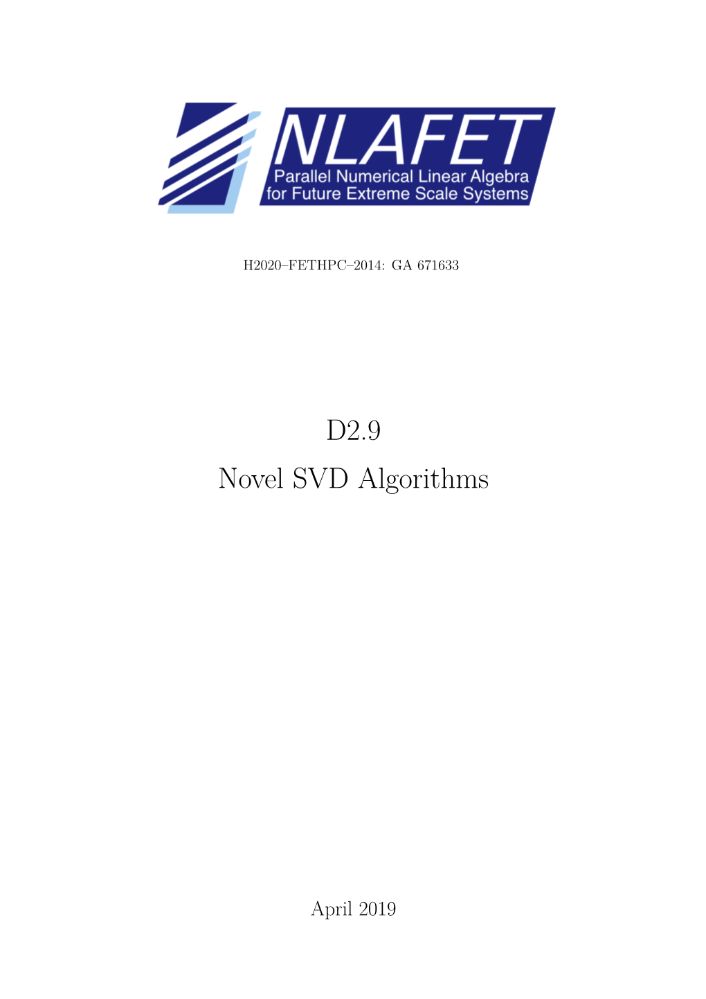 D2.9 Novel SVD Algorithms