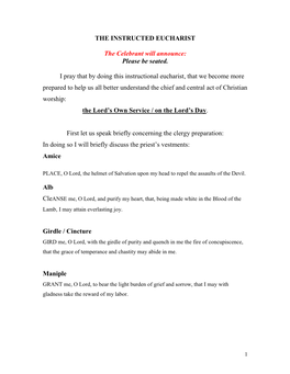 The Instructed Eucharist