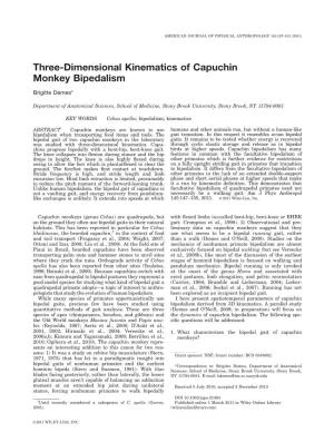 Threedimensional Kinematics of Capuchin Monkey Bipedalism