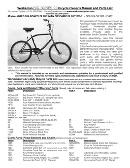 Product Manual for Big Bones Bikes