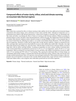 Compound Effects of Water Clarity, Inflow, Wind and Climate Warming