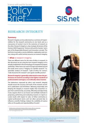 Policy Brief on Research Integrity