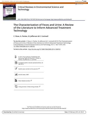 The Characterization of Feces and Urine: a Review of the Literature to Inform Advanced Treatment Technology