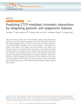 Predicting CTCF-Mediated Chromatin Interactions by Integrating Genomic and Epigenomic Features