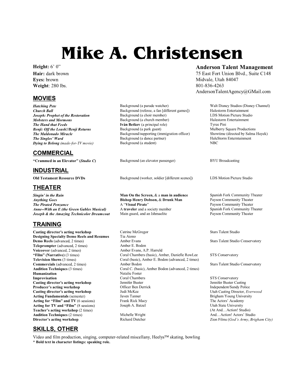 Mike a Christensen's Acting Résumé, 05-13-17--71917