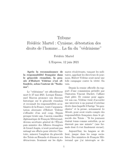 Frédéric Martel : Cynisme, Détestation Des Droits De L'homme... La Fin Du "Védrinisme"