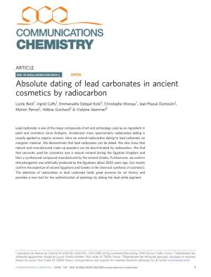 Absolute Dating of Lead Carbonates in Ancient Cosmetics by Radiocarbon