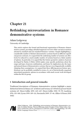 Chapter 21 Rethinking Microvariation in Romance Demonstrative Systems
