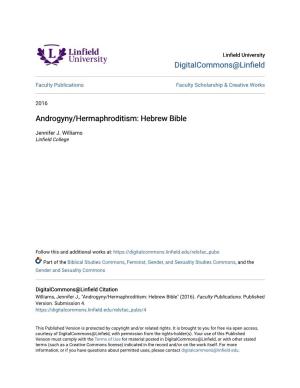 Androgyny/Hermaphroditism: Hebrew Bible