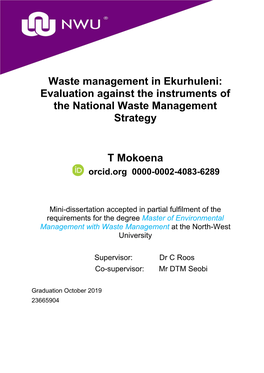 Waste Management in Ekurhuleni: Evaluation Against the Instruments of the National Waste Management Strategy