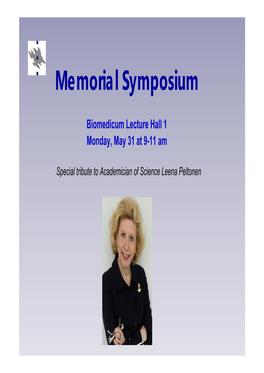 Memorial Symposium