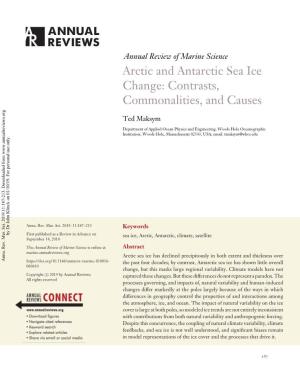Arctic and Antarctic Sea Ice Change: Contrasts, Commonalities, and Causes