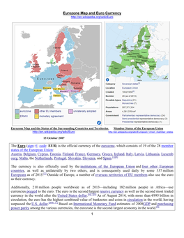 European Union (EU) Map and Euro Currency