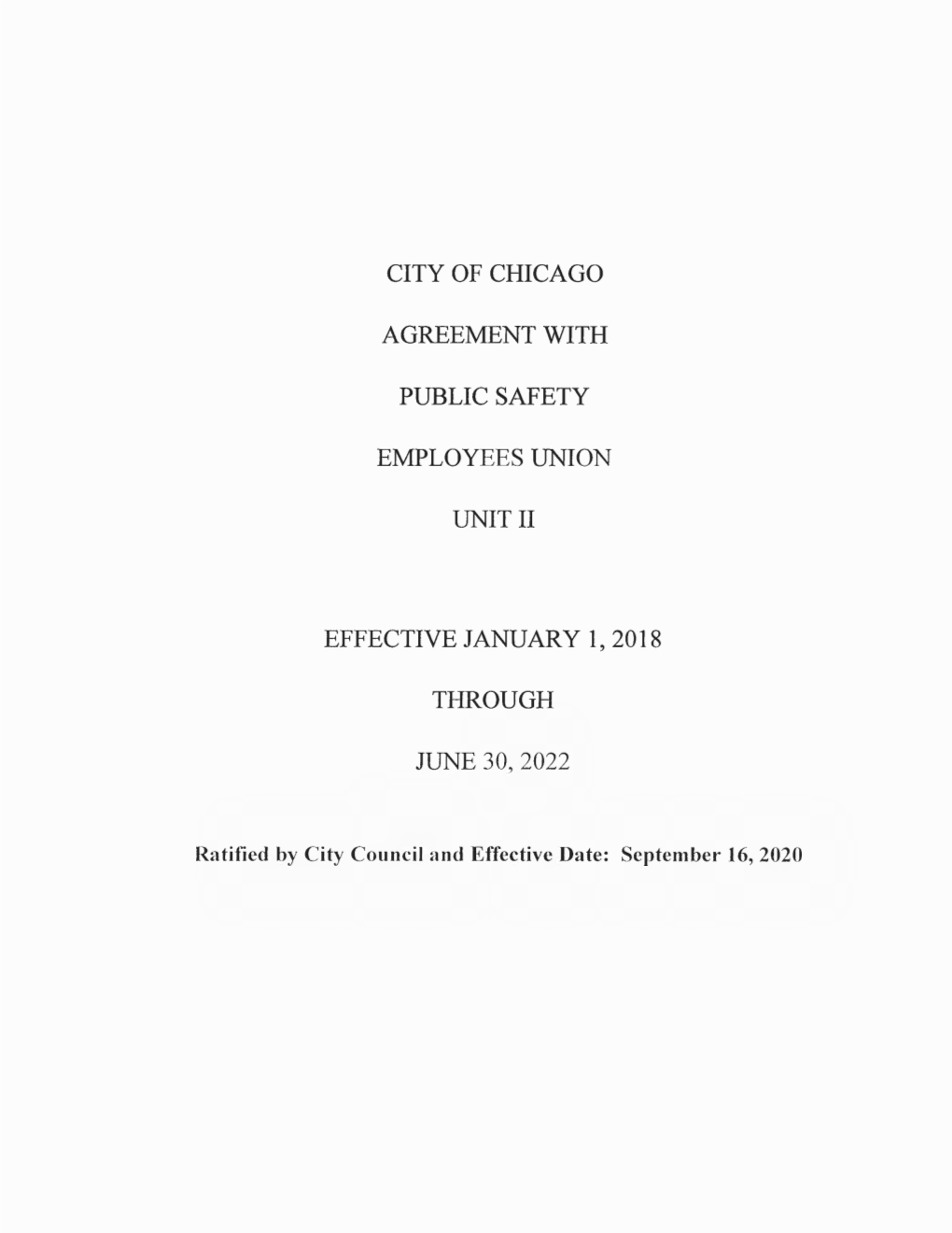 City of Chicago Agreement with Public Safety Employees Union Unit Ii