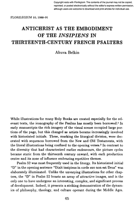 Of the Insipiens in Thirteenth-Century French Psalters