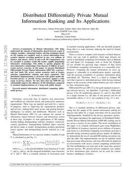 Distributed Differentially Private Mutual Information Ranking and Its Applications