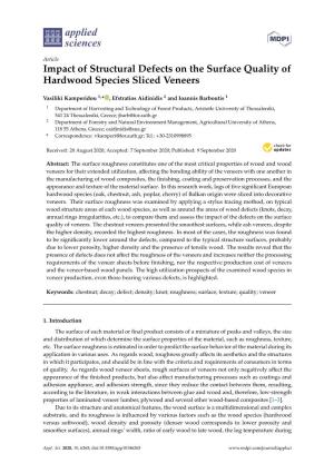 Impact of Structural Defects on the Surface Quality of Hardwood Species Sliced Veneers