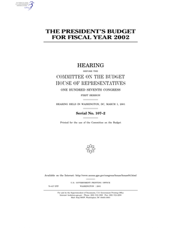 The President's Budget for Fiscal Year