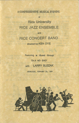 Rice Jazz Ensemble Rice Concert Band