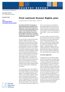 First National Human Rights Plan of Belarus
