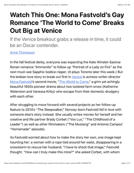 Mona Fastvold's Gay Romance the World to Come Breaks out at Venice | Indiewire