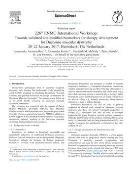 226Th ENMC International Workshop: Towards Validated and Qualified Biomarkers for Therapy Development for Duchenne Muscular Dyst