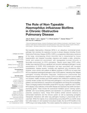 The Role of Non-Typeable Haemophilus Influenzae Biofilms In