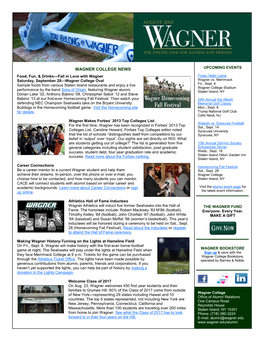 Wagner College News Upcoming Events
