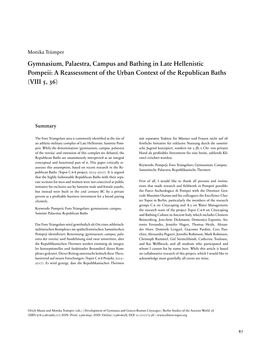 Gymnasium, Palaestra, Campus and Bathing in Late Hellenistic Pompeii: a Reassessment of the Urban Context of the Republican Baths (VIII 5, 36)