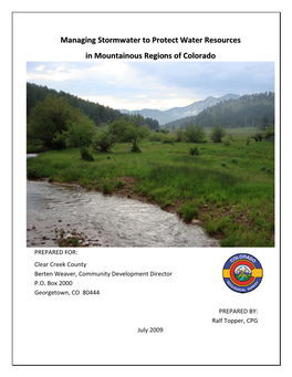 Managing Stormwater to Protect Water Resources in Mountainous Regions of Colorado