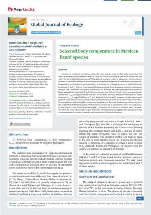 Selected Body Temperature in Mexican Lizard Species