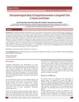 Clinicopathological Study of Congenital Anomalies in Urogenital Tract in Infants and Children