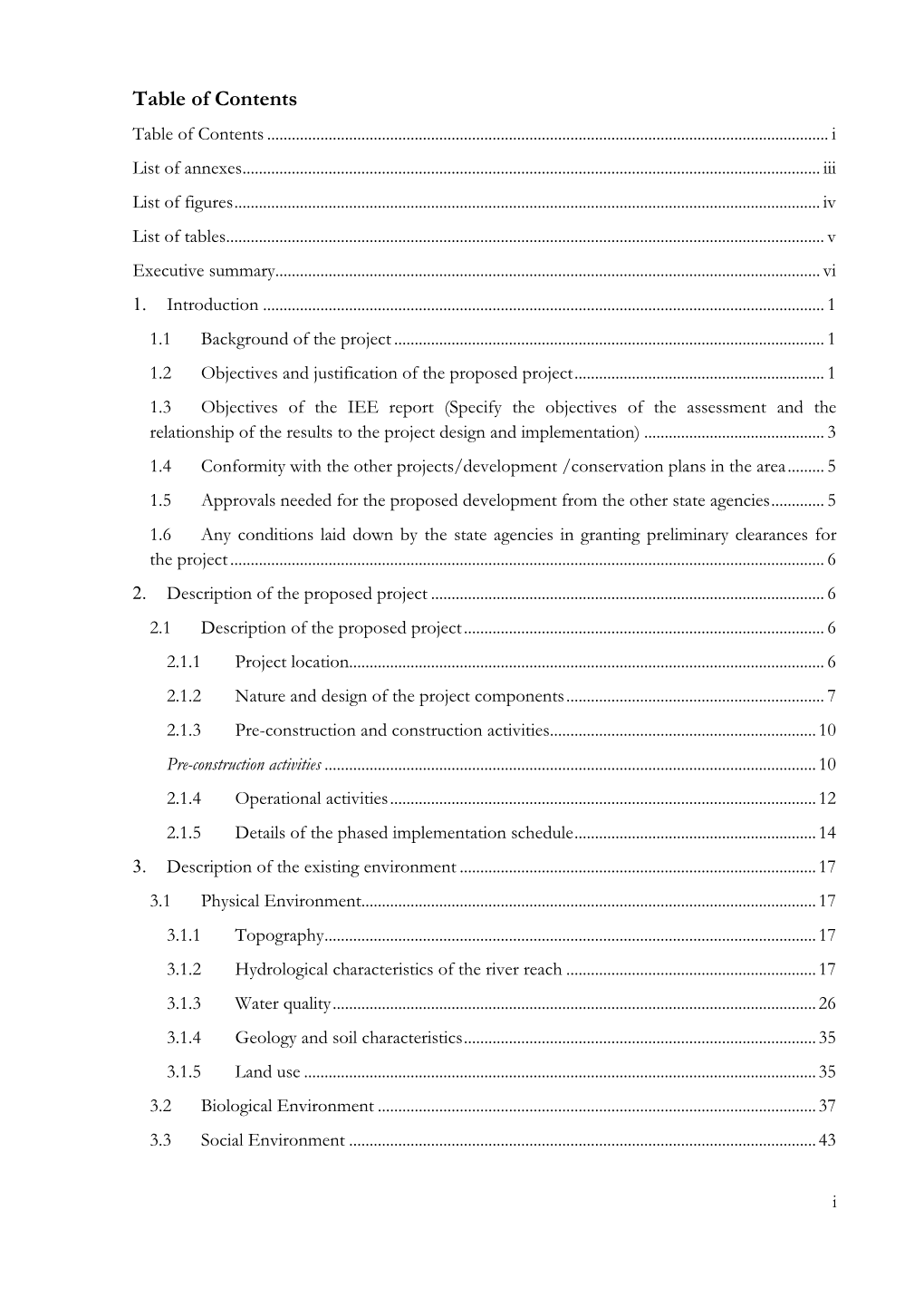 Initial Environmental Examination Study for Proposed