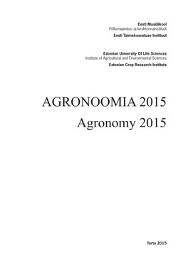 AGRONOOMIA 2015 Agronomy 2015