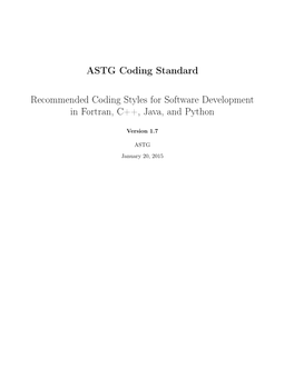ASTG Coding Standard Recommended Coding Styles For